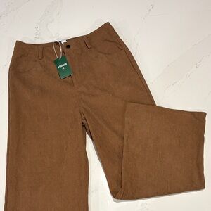Halara High Waisted Pockets Wide Leg Corduroy Flat Front Pants Size Large